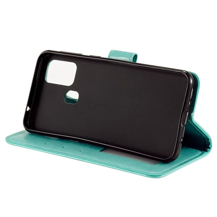 Étui en Cuir de Portefeuille de Fleurs Mandala Imprimé Pour Motorola Moto G30 / G20 / G10 - Vert