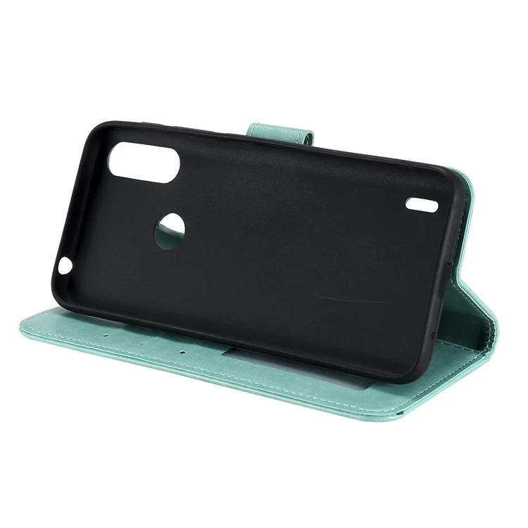 Imprinted Mandala Flower Design Wallet Leather Case for Motorola Moto E7 Power/Moto E7i Power - Green