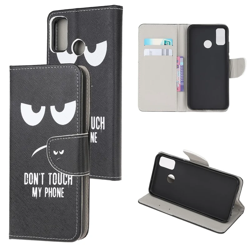 Cross Texture Pattern Printing Leather Wallet Stand Phone Case Shell for Motorola Moto G60/G40 Fusion - Eyes