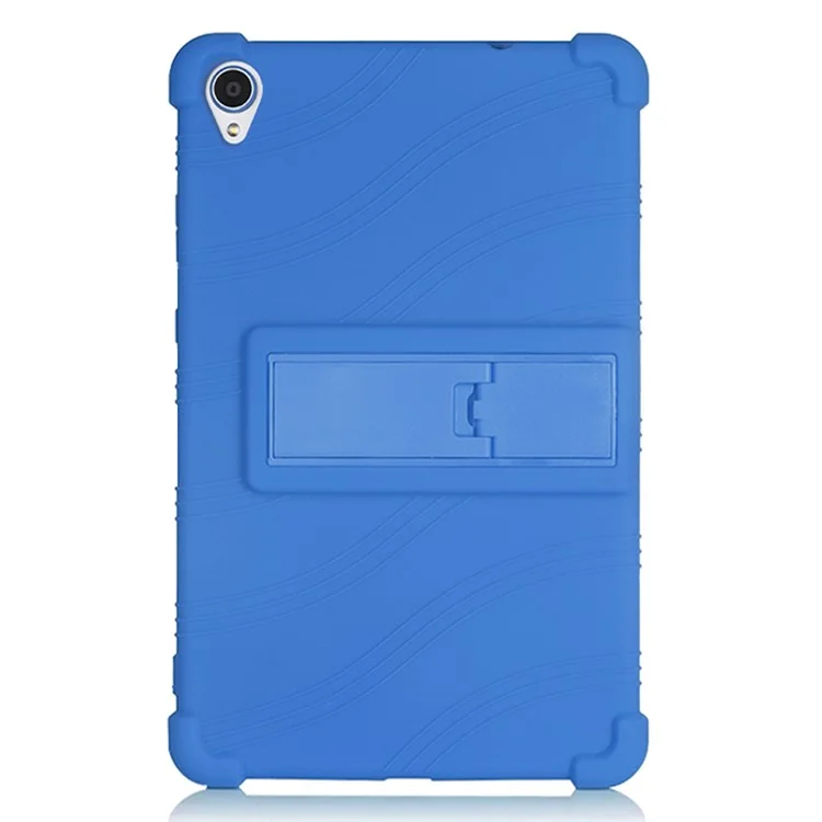 Conception de Kickstand Glissante Étui de Couverture de Tablette en Silicone Souple Pour Lenovo Tab M8 8705/8505 - Bleu