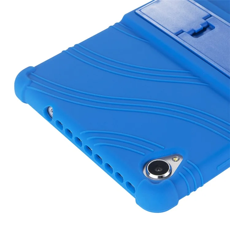 Conception de Kickstand Glissante Étui de Couverture de Tablette en Silicone Souple Pour Lenovo Tab M8 8705/8505 - Bleu