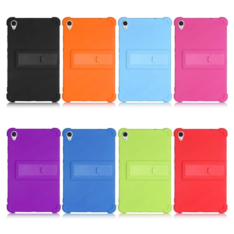 Capa Protetora de Silicone Macio com Design de Suporte Retrátil para Lenovo Tab M8 8705/8505 - Azul