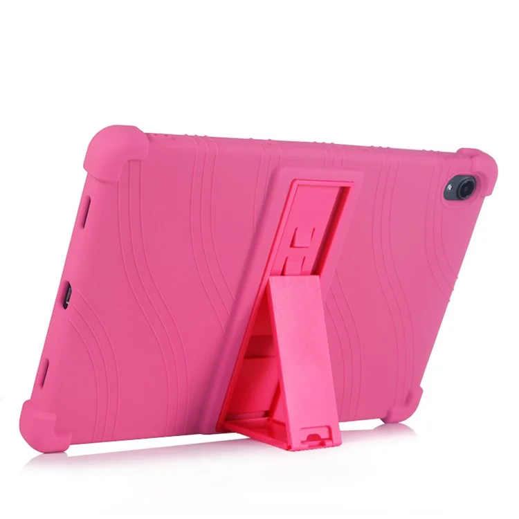 Slide-Out Kickstand Design Multi-Color Silicone Tablet Cover Case for Lenovo Tab P11 / P11 5G 11 inch TB-J606F / J606X - Rose