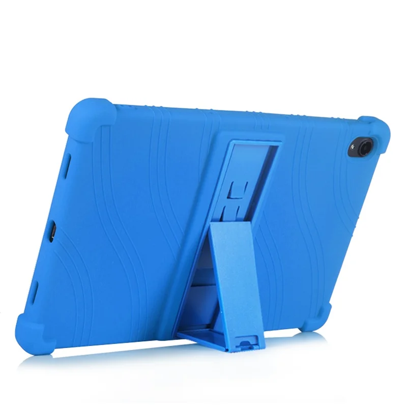 غطاء لوحي من السيليكون متعدد الألوان بتصميم حامل قابل للانزلاق لهاتف Lenovo Tab P11 / P11 5G بحجم 11 بوصة TB-J606F / J606X - أزرق