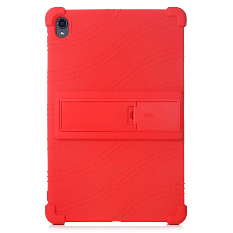Slide-Out Kickstand Design Multi-Color Silicone Tablet Cover Case for Lenovo Tab P11 / P11 5G 11 inch TB-J606F / J606X - Red