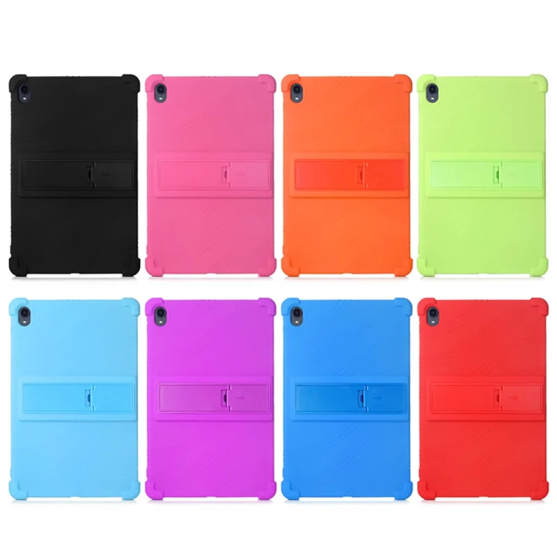 Slide-Out Kickstand Design Multi-Color Silicone Tablet Cover Case for Lenovo Tab P11 / P11 5G 11 inch TB-J606F / J606X - Red