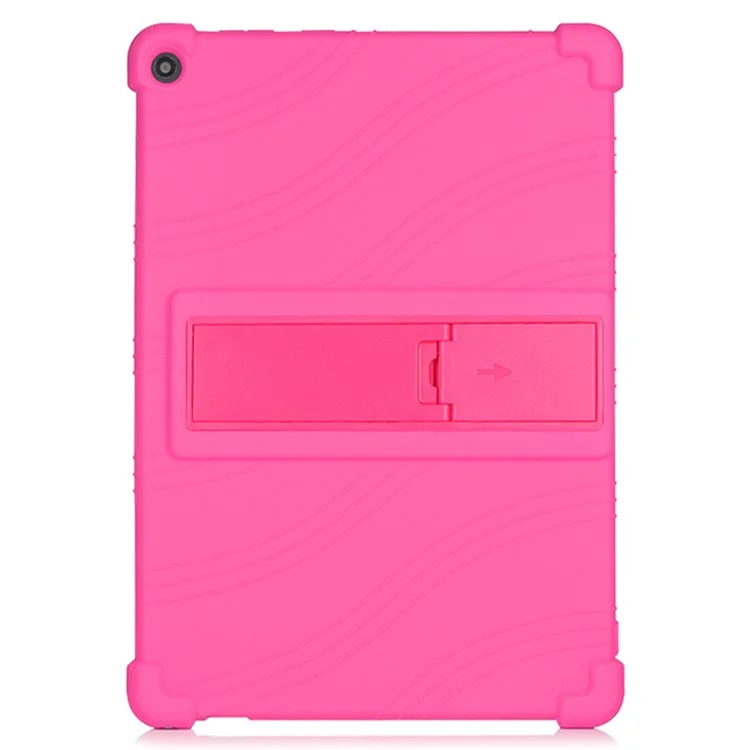 Étui de protection en silicone pour tablette avec support amovible pour Lenovo M10 FHD REL X605FC - Rose