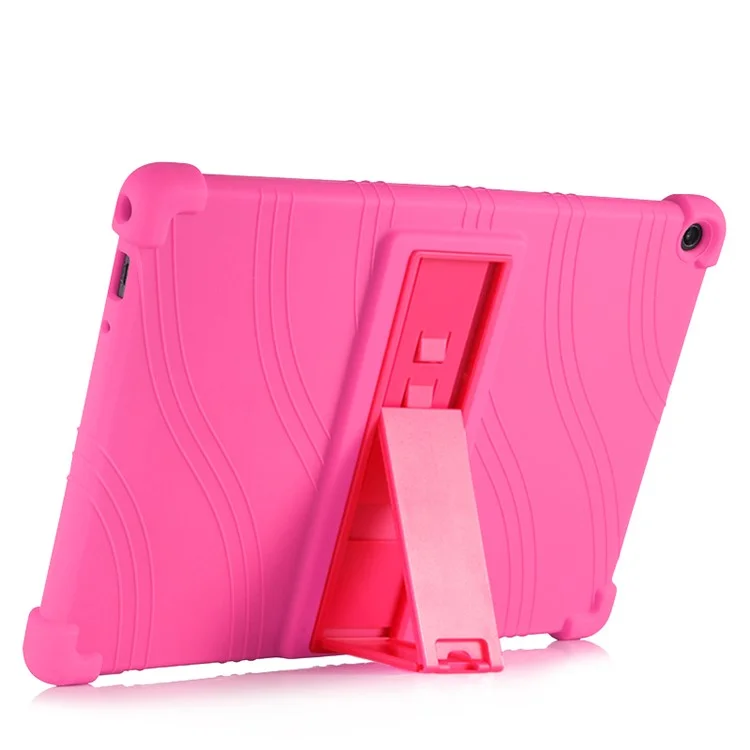 Étui de protection en silicone pour tablette avec support amovible pour Lenovo M10 FHD REL X605FC - Rose