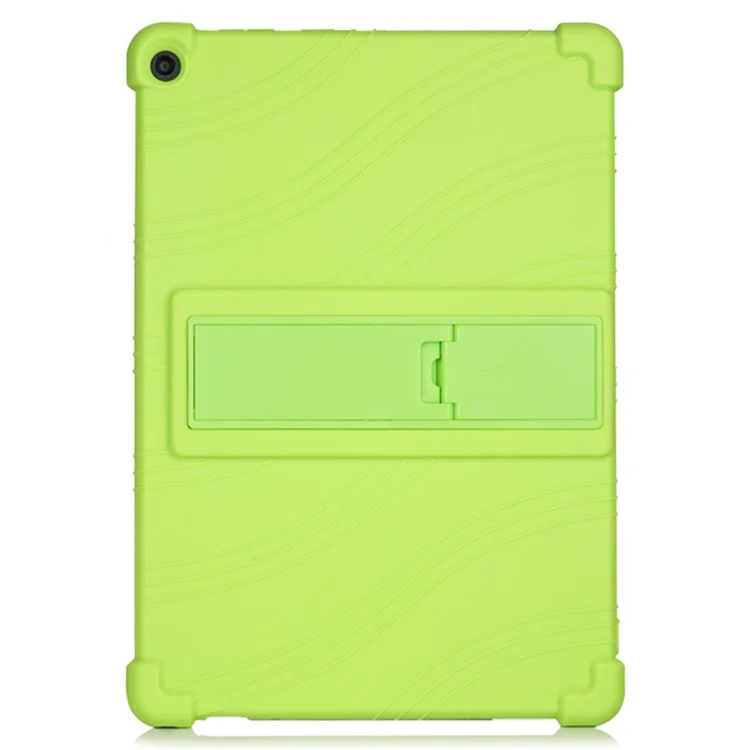 Slide-Out Kickstand Design Silicone Tablet Cover Case for Lenovo Tab M10 Plus X606 - Green