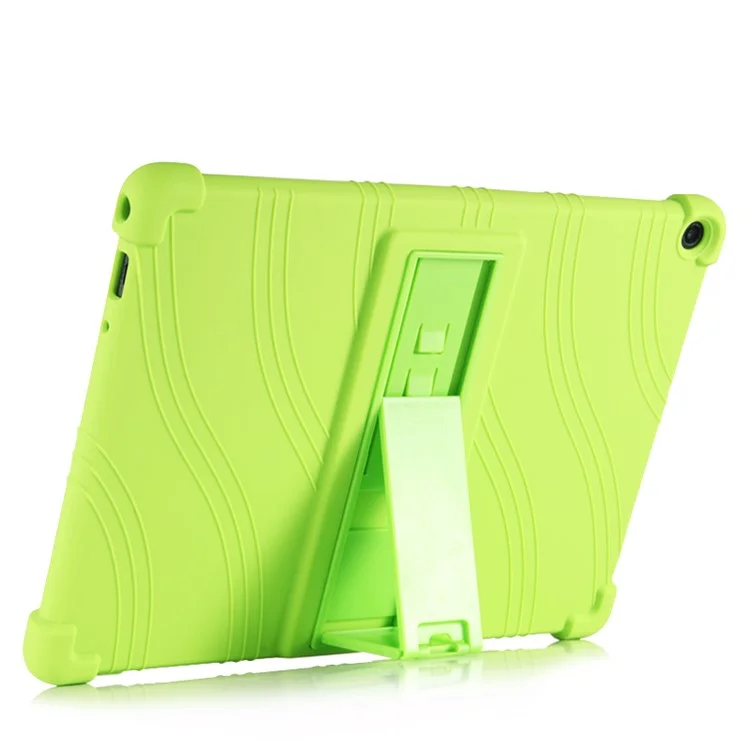 Slide-Out Kickstand Design Silicone Tablet Cover Case for Lenovo Tab M10 Plus X606 - Green