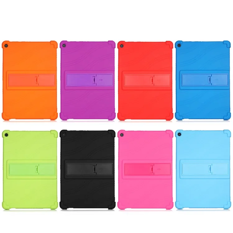 Slide-Out Kickstand Design Silicone Tablet Cover Case for Lenovo Tab M10 Plus X606 - Green