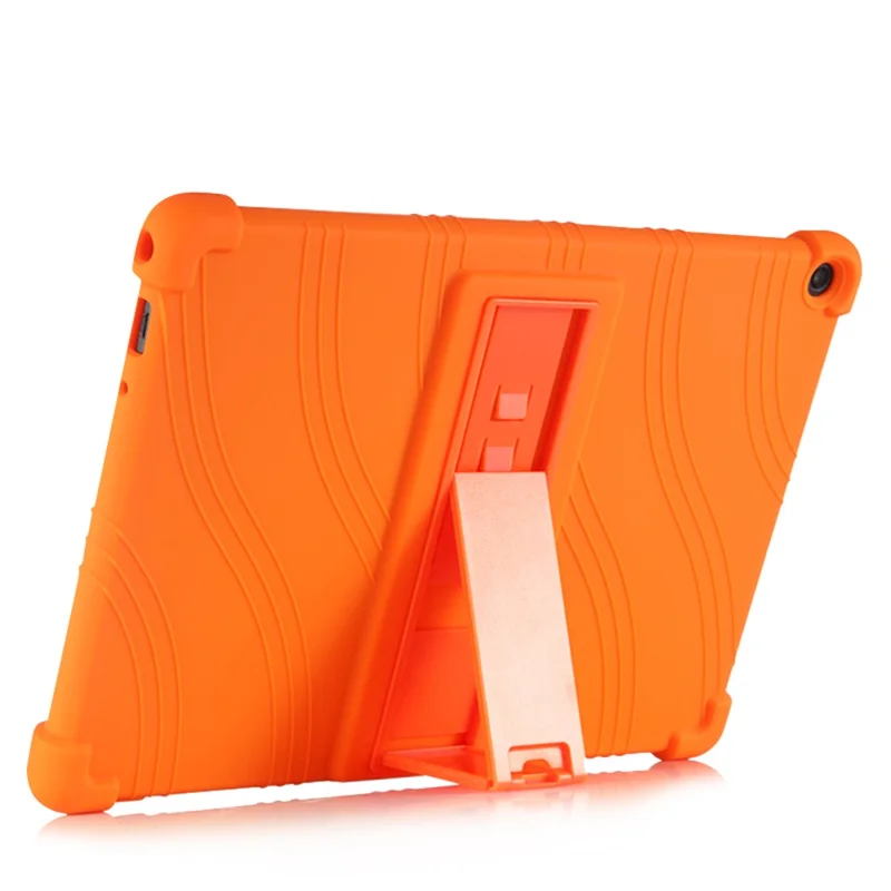 Slide-Out Kickstand Design Silicone Tablet Cover Case für Lenovo Tab M10 Plus X606 - Orange