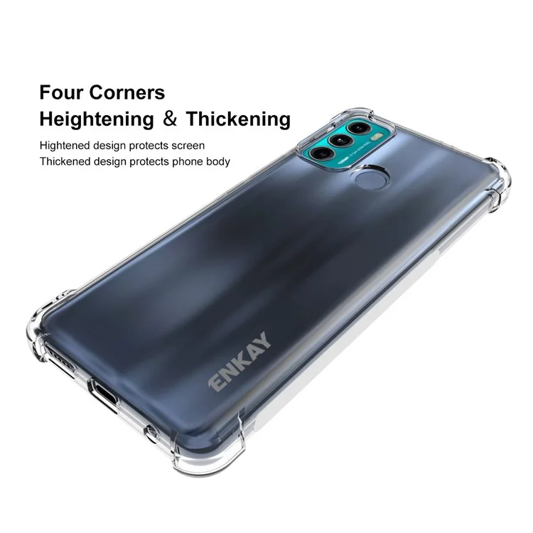Enkay Hat Prince Flexible Anti-rutsch-streifen-design 4 Ecken Gepolstert Transparent Tpu-abdeckungskoffer Für Motorola Moto G60/G40 Fusion