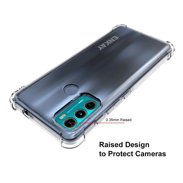 Enkay Hat Prince Flexible Anti-rutsch-streifen-design 4 Ecken Gepolstert Transparent Tpu-abdeckungskoffer Für Motorola Moto G60/G40 Fusion