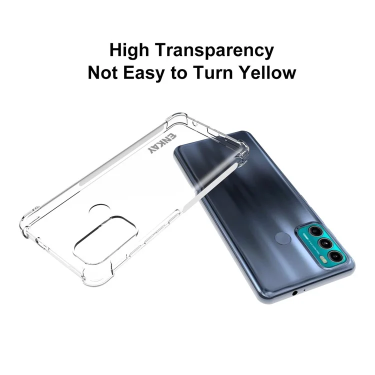 Enkay Hat Prince Flexible Anti-rutsch-streifen-design 4 Ecken Gepolstert Transparent Tpu-abdeckungskoffer Für Motorola Moto G60/G40 Fusion