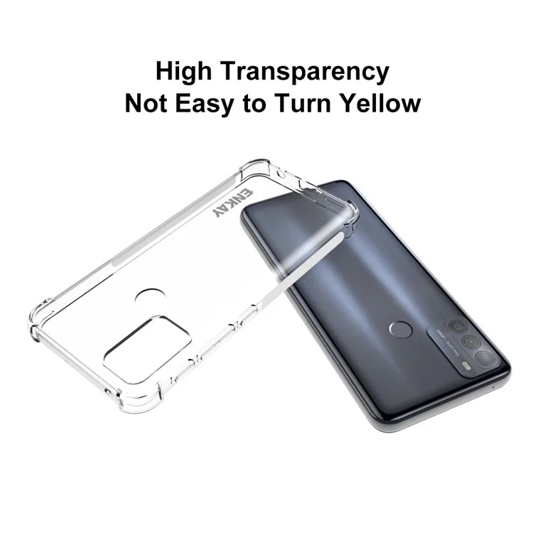 ENKAY HAT PRINCE Anti-slip Strip Design 4 Corners Thicken Airbag Transparent TPU Cover Flexible Case per Motorola Moto G50