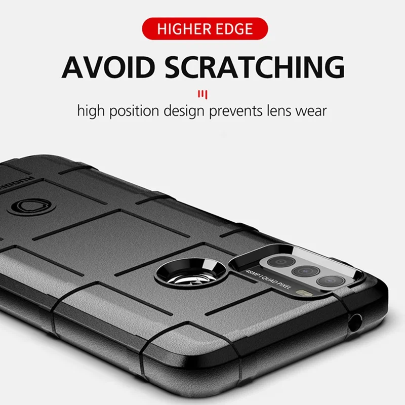 Rugged Square Grid Texture Shock-proof TPU Protector Case for Motorola Moto G50 - Black