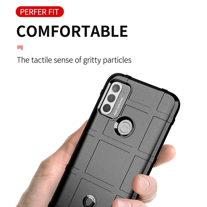 Rugged Square Grid Texture Shock-proof TPU Protector Case for Motorola Moto G50 - Black