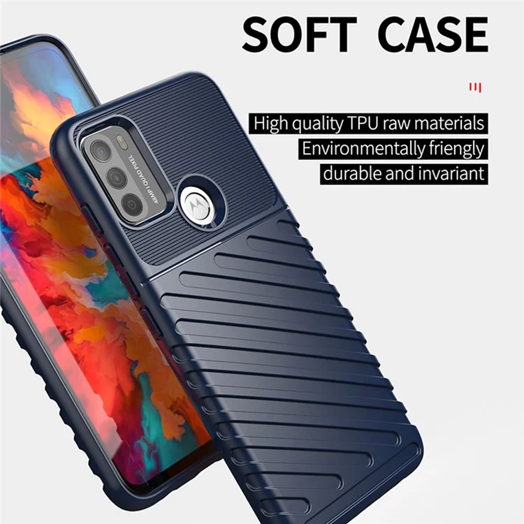 Texture de la Série Thunder Texture TPU Soft TPU Mobile Phone Case Pour Motorola Moto G50 Protector Cover - Bleu