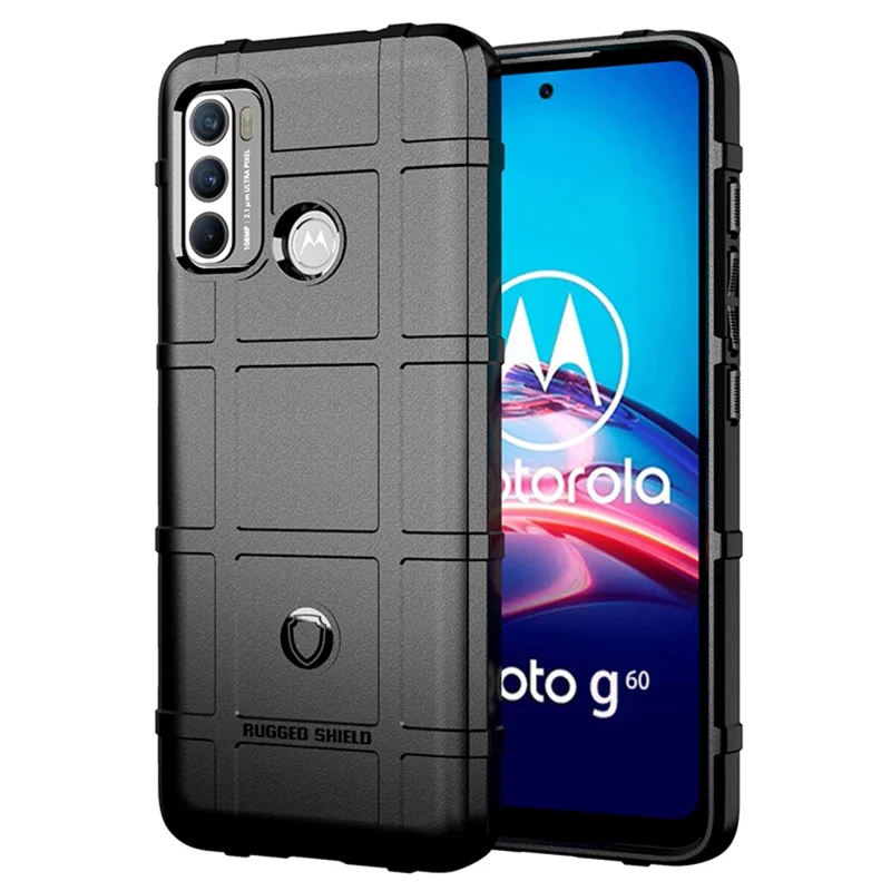 Rugged Square Grid Texture Shock-proof TPU Mobile Phone Case for Motorola Moto G60 / G40 Fusion - Black
