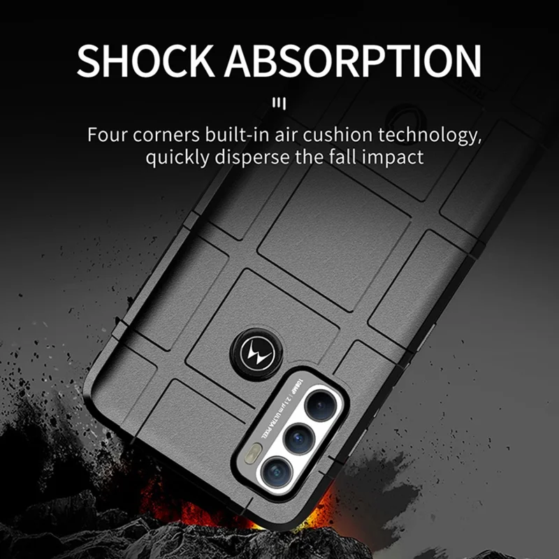 Rugged Square Grid Texture Shock-proof TPU Mobile Phone Case for Motorola Moto G60 / G40 Fusion - Black