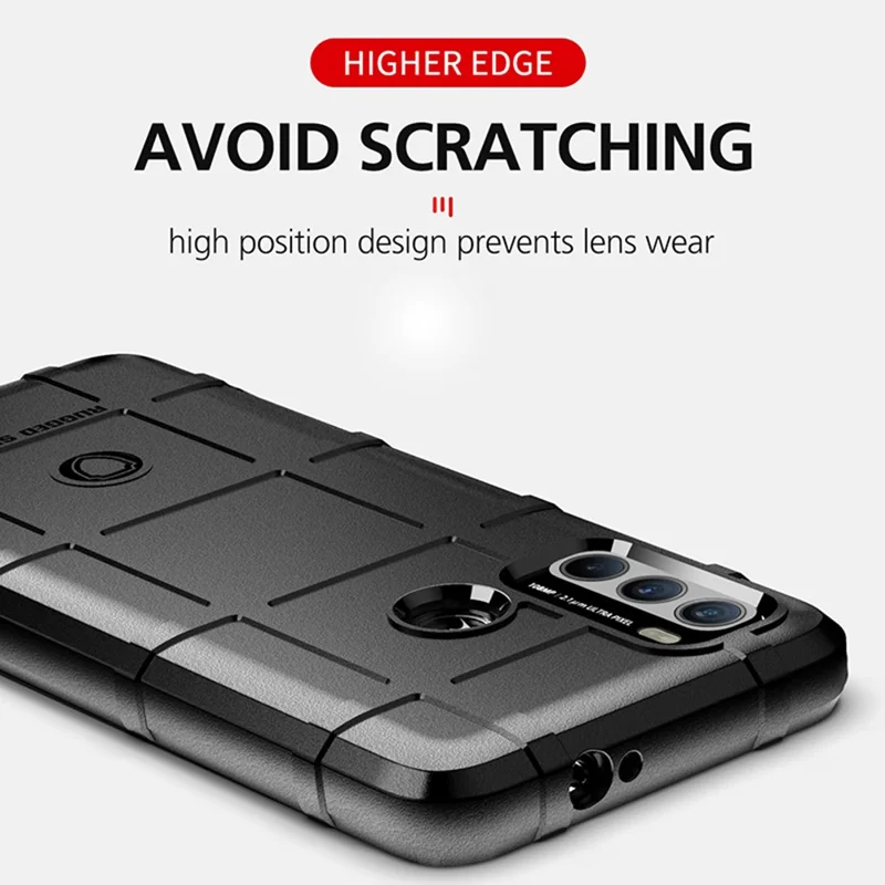 Rugged Square Grid Texture Shock-proof TPU Mobile Phone Case for Motorola Moto G60 / G40 Fusion - Black