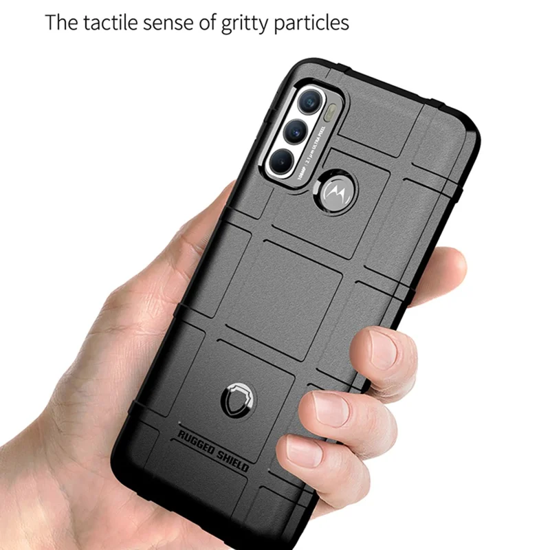 Rugged Square Grid Texture Shock-proof TPU Mobile Phone Case for Motorola Moto G60 / G40 Fusion - Black