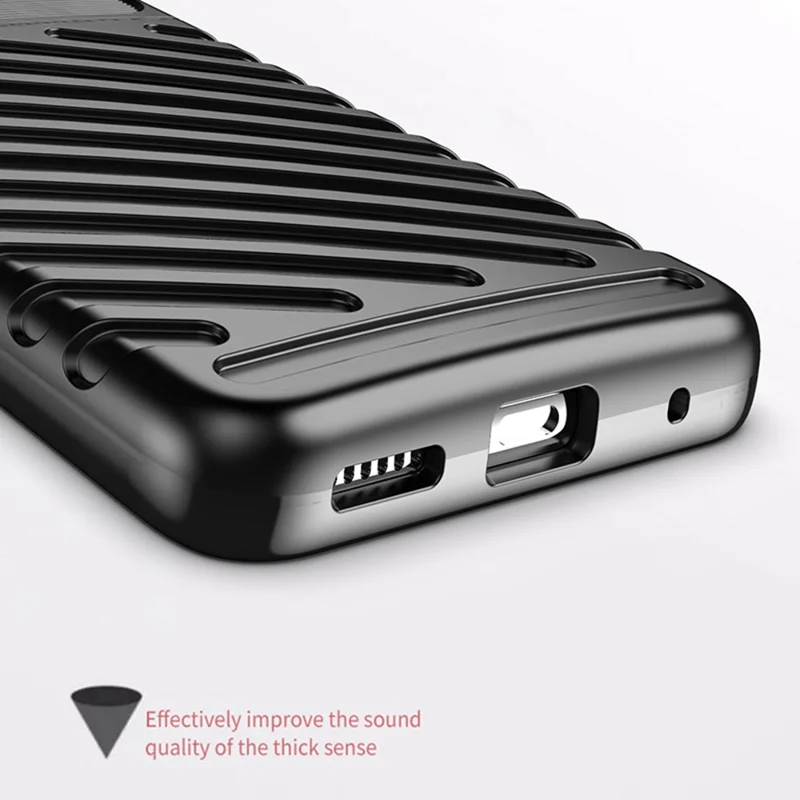 Thunder Series Twill Texture Durable TPU Shell Case for Motorola Moto G60 / G40 Fusion Phone Cover - Black