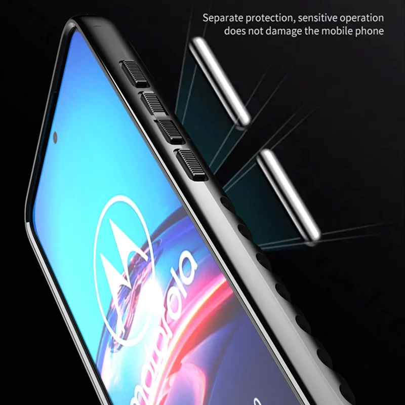 Thunder Series Twill Texture Durable TPU Shell Case for Motorola Moto G60 / G40 Fusion Phone Cover - Black