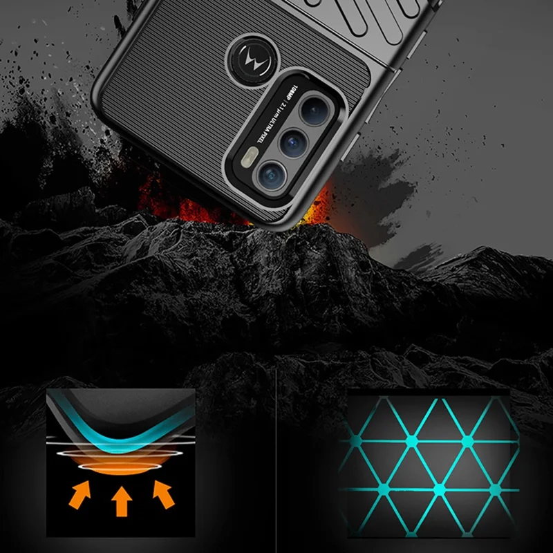 Thunder Series Twill Texture Durable TPU Shell Case for Motorola Moto G60 / G40 Fusion Phone Cover - Black