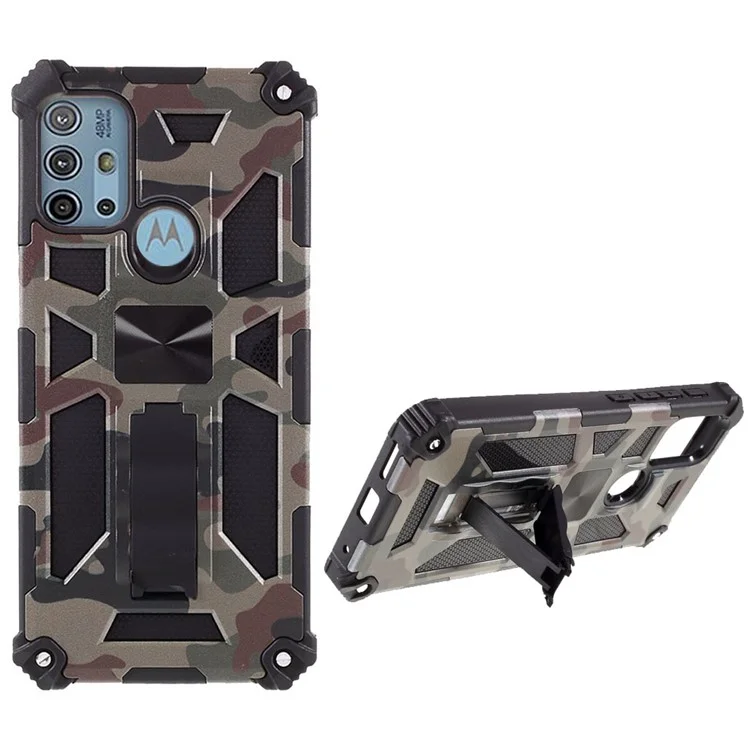 Modèle de Camouflage Détachable 2 en 1 Coquille de Téléphone de Conception Avec Feuille D'aimant Pour Motorola Moto G10 / G30 / G20 - Armée Verte