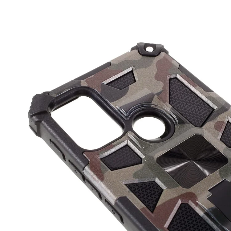 Modèle de Camouflage Détachable 2 en 1 Coquille de Téléphone de Conception Avec Feuille D'aimant Pour Motorola Moto G10 / G30 / G20 - Armée Verte