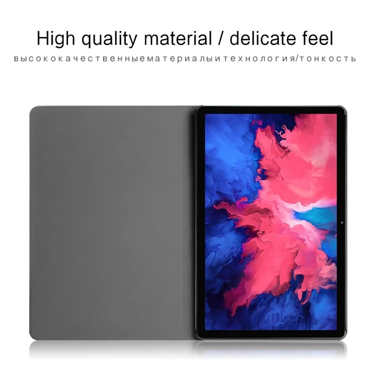 For Lenovo Tab P11 TB-J606F / Tab P11 5G Tablet Protective Case PU Leather + PC Imprint Deer Pattern Stand Cover - Grey
