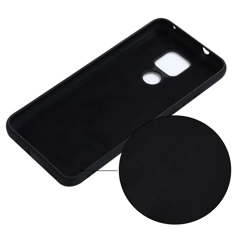 For Motorola Moto G Play (2021) Phone Case Liquid Silicone Shockproof Back Cover with Strap - Black