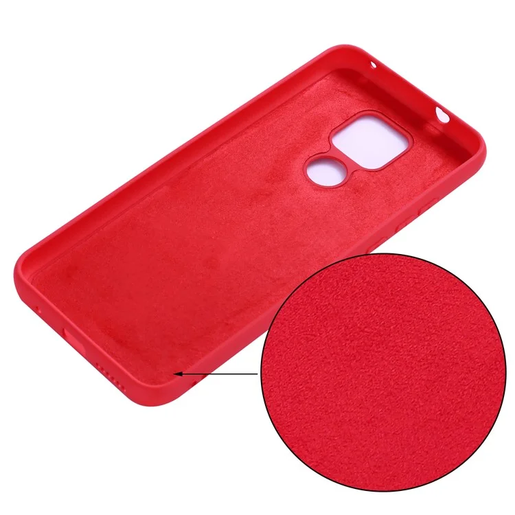 For Motorola Moto G Play (2021) Phone Case Liquid Silicone Shockproof Back Cover with Strap - Red