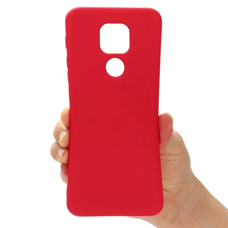 For Motorola Moto G Play (2021) Phone Case Liquid Silicone Shockproof Back Cover with Strap - Red