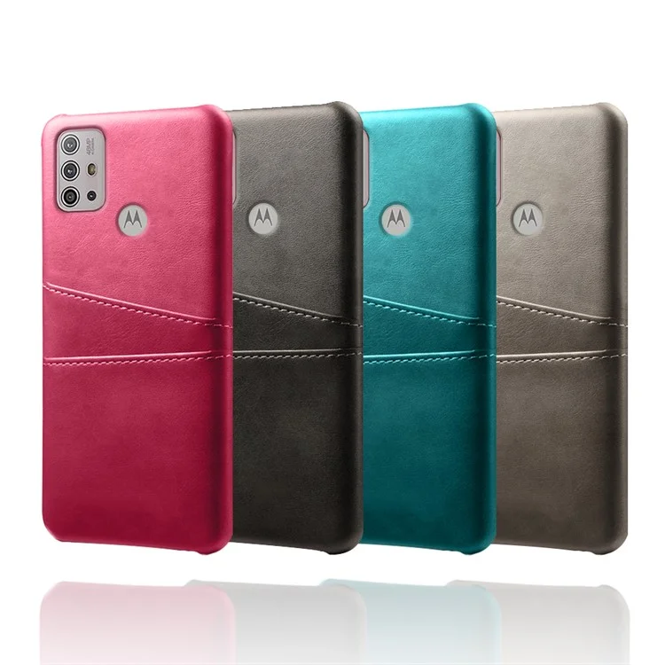 KSQ PU Leder Beschichtetes PC -mobiltelefonabdeckungsschutz Mit Kartensteckplätzen Für Motorola Moto G10/G30/G20 - Schwarz