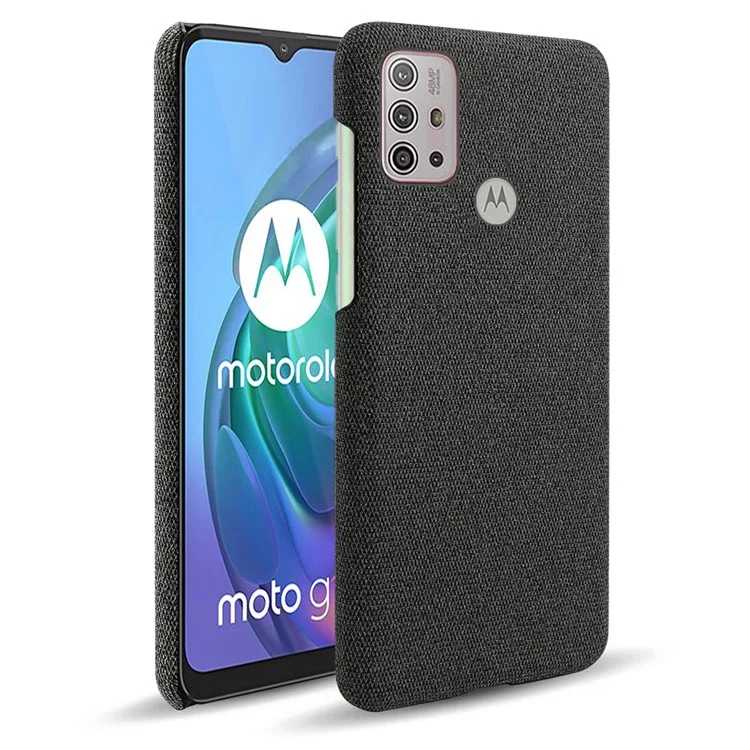 Stofftextur Kunststoffhülle Abdeckung Für Motorola Moto G10/G30/G20 - Schwarz