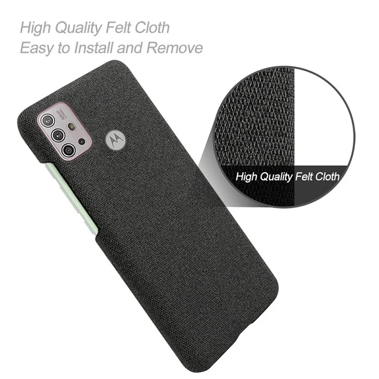 Texture en Tissu Couverture de Boîtier de Téléphone en Plastique Pour Motorola Moto G10 / G30 / G20 - le Noir