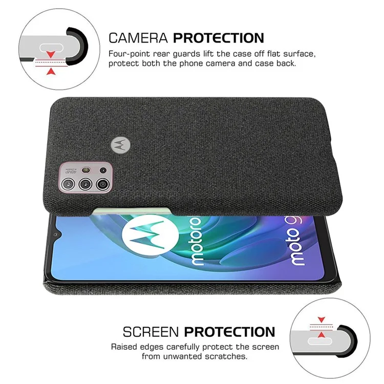 Cloth Texture Plastic Phone Case Cover für Motorola Moto G10/G30/G20 - Schwarz