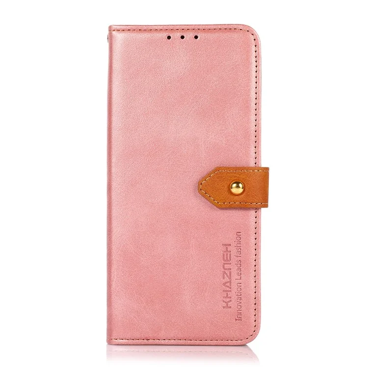 KHAZNEH Leather Cell Phone Stand Case Cover Protector with Golden Magnetic Clasp for Motorola Moto G30/G20/G10 4G/G10 Power - Rose Gold