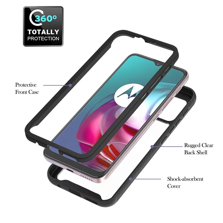 Para Motorola Moto G30 / Moto G20 / Moto G10 / Moto G10 Power Soft TPU + Hard PC Hybrid-protection Drop Protection Case Con Soporte de Anillo de 360 ​​grados - Negro