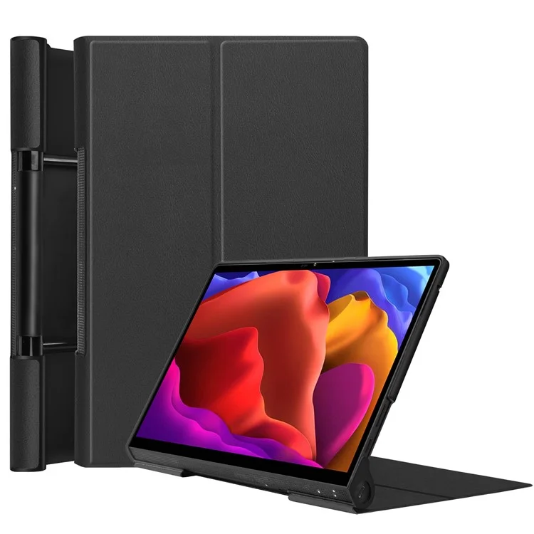 Custodia in pelle PU semplice con supporto per Lenovo Yoga Pad Pro 13 pollici/Yoga Tab 13 - Nero