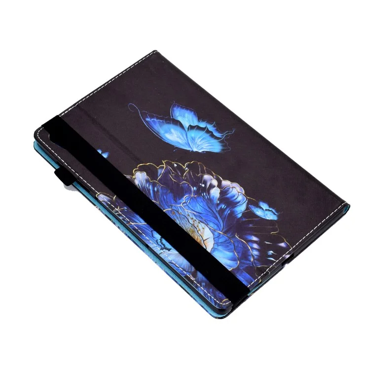Muster-Druckständer-Deckkartenschlitze Schutzhülle mit Gummiband für Lenovo Tab M10 HD Gen 2 - Schmetterling und Blume