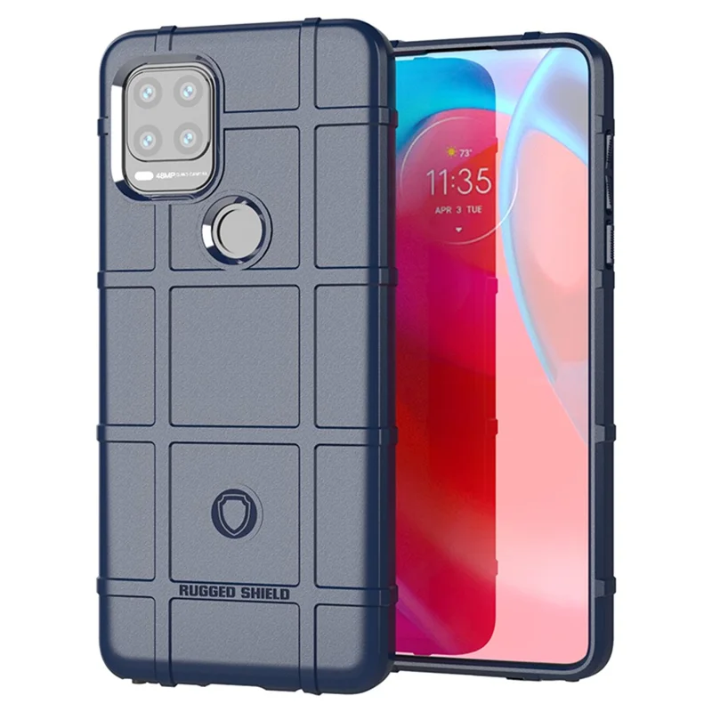 Heavy Duty Shockproof Rugged Square Grid Texture TPU Phone Cover for Motorola Moto G Stylus 5G (2021) - Blue