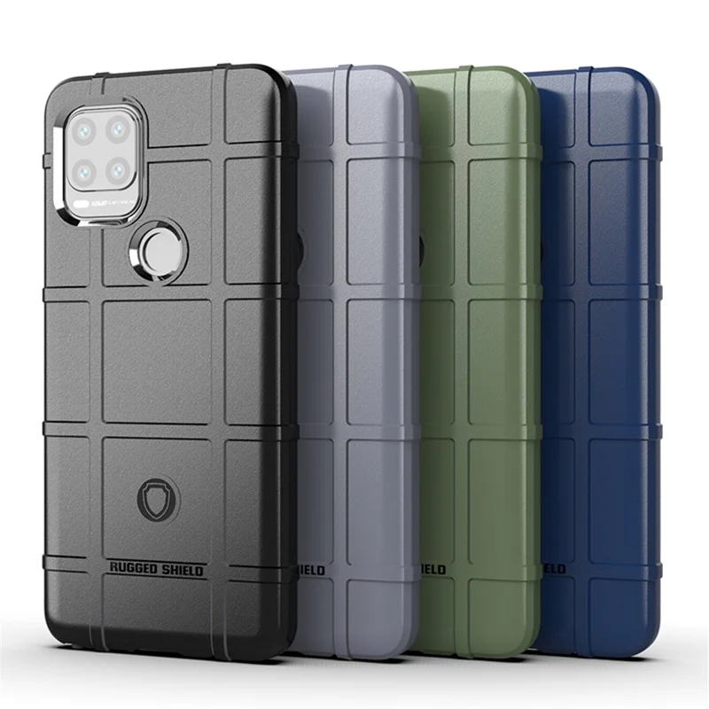 Heavy Duty Shockproof Rugged Square Grid Texture TPU Phone Cover for Motorola Moto G Stylus 5G (2021) - Blue