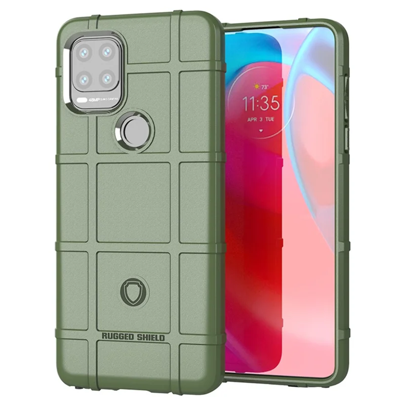 Heavy Duty Shockproof Rugged Square Grid Texture TPU Phone Cover for Motorola Moto G Stylus 5G (2021) - Green