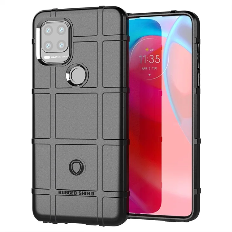 Heavy Duty Shockproof Rugged Square Grid Texture TPU Phone Cover for Motorola Moto G Stylus 5G (2021) - Black