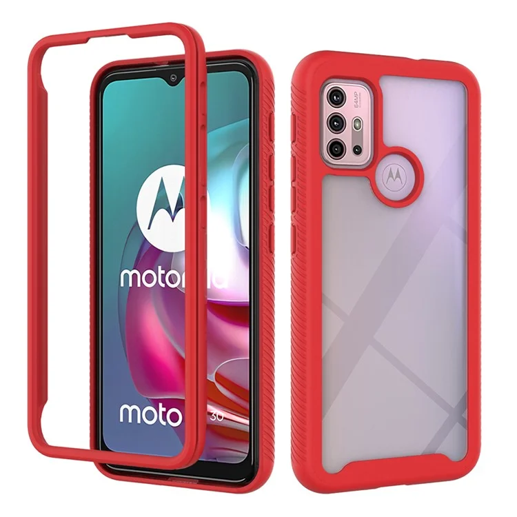 Хорошо Защищенный TPU + PC Hybrid Case Copective Для Motorola Moto G30 - Красный