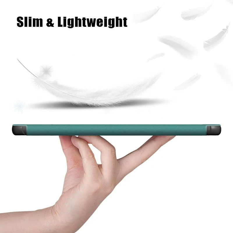 Tri-fold Soft Leather Flip Stand Smart Protective Cover with Sleep / Wake Feature for Lenovo Tab K10/Tab M10 Plus - Green